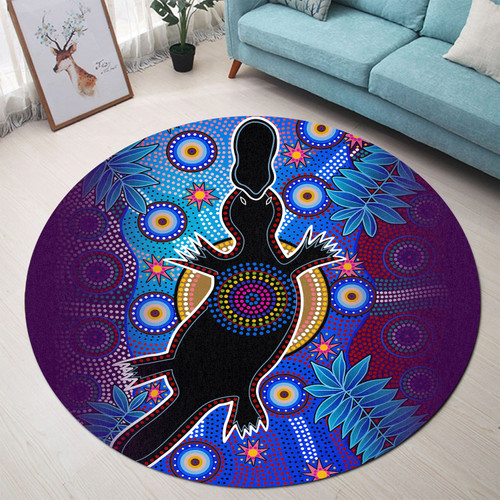 Australia Aboriginal Inspired Round Rug - Aboriginal Inspired Platypus Animal Style Art Round Rug Australia Aboriginal Inspired Round Rug - Aboriginal Inspired Platypus Animal Style Art Round Rug
