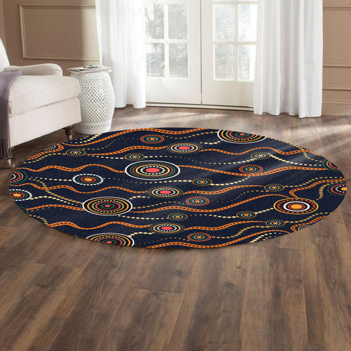 Australia Aboriginal Inspired Round Rug - Aboriginal Art Vector Seamless Background Round Rug Australia Aboriginal Inspired Round Rug - Aboriginal Art Vector Seamless Background Round Rug