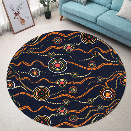 Australia Aboriginal Inspired Round Rug - Aboriginal Art Vector Seamless Background Round Rug Australia Aboriginal Inspired Round Rug - Aboriginal Art Vector Seamless Background Round Rug