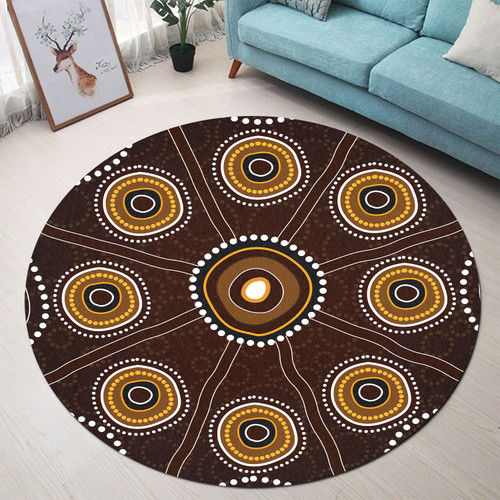 Australia Aboriginal Inspired Round Rug - Aboriginal Dot Art Round Rug Australia Aboriginal Inspired Round Rug - Aboriginal Dot Art Round Rug