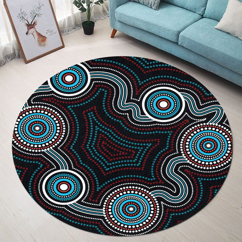 Australia Aboriginal Inspired Round Rug - Indigenous Dot Art Background Round Rug Australia Aboriginal Inspired Round Rug - Indigenous Dot Art Background Round Rug