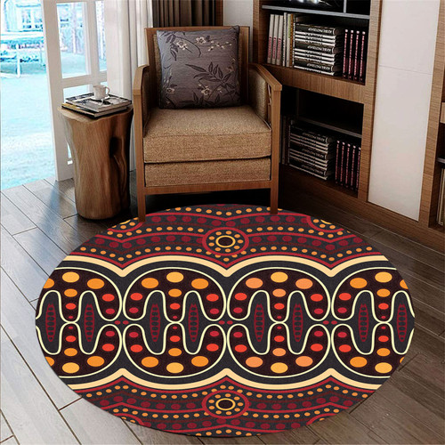 Australia Aboriginal Inspired Round Rug - Aboriginal Indigenous Dot Art Pattern Round Rug Australia Aboriginal Inspired Round Rug - Aboriginal Indigenous Dot Art Pattern Round Rug