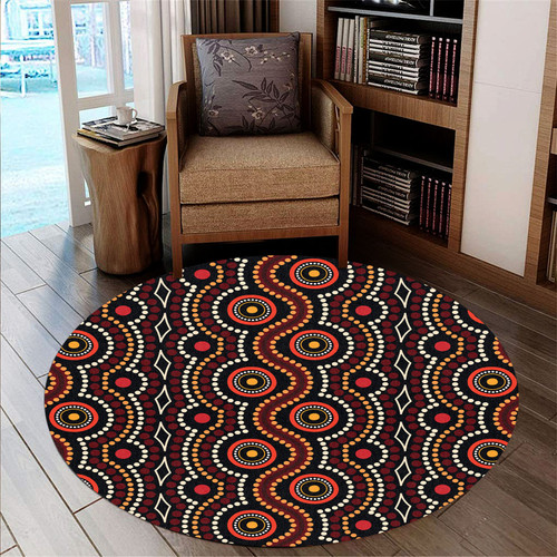 Australia Aboriginal Inspired Round Rug - Aboriginal Dot Art Vector Seamless Pattern Background Round Rug Australia Aboriginal Inspired Round Rug - Aboriginal Dot Art Vector Seamless Pattern Background Round Rug