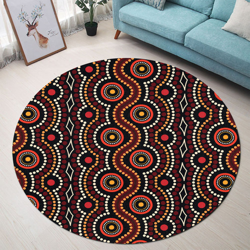 Australia Aboriginal Inspired Round Rug - Aboriginal Dot Art Vector Seamless Pattern Background Round Rug Australia Aboriginal Inspired Round Rug - Aboriginal Dot Art Vector Seamless Pattern Background Round Rug