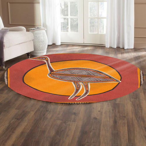 Australia Aboriginal Inspired Round Rug - Emu Bird Aboriginal Styled Dot Painting Artwork Round Rug Australia Aboriginal Inspired Round Rug - Emu Bird Aboriginal Styled Dot Painting Artwork Round Rug