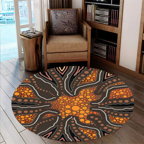 Australia Aboriginal Inspired Round Rug - Aboriginal Style Of Background Round Rug Australia Aboriginal Inspired Round Rug - Aboriginal Style Of Background Round Rug