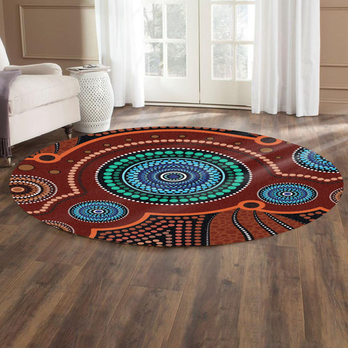 Australia Aboriginal Inspired Round Rug - Aboriginal Art Vector Background Round Rug Australia Aboriginal Inspired Round Rug - Aboriginal Art Vector Background Round Rug