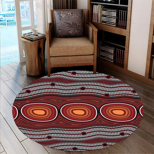 Australia Aboriginal Inspired Round Rug - Aboriginal Connection Concept Artwork Round Rug Australia Aboriginal Inspired Round Rug - Aboriginal Connection Concept Artwork Round Rug