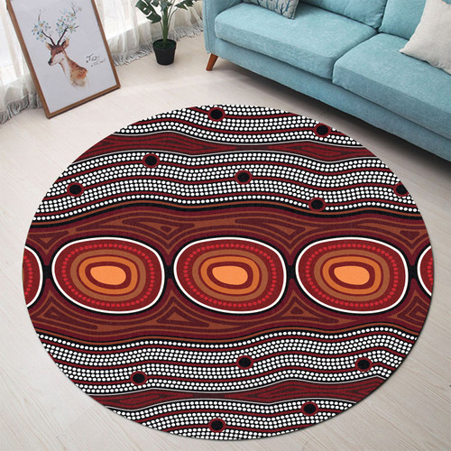 Australia Aboriginal Inspired Round Rug - Aboriginal Connection Concept Artwork Round Rug Australia Aboriginal Inspired Round Rug - Aboriginal Connection Concept Artwork Round Rug