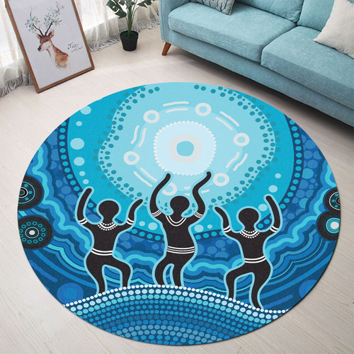 Australia Aboriginal Inspired Round Rug -  Aboriginal Style Of Landscape Background Round Rug Australia Aboriginal Inspired Round Rug -  Aboriginal Style Of Landscape Background Round Rug