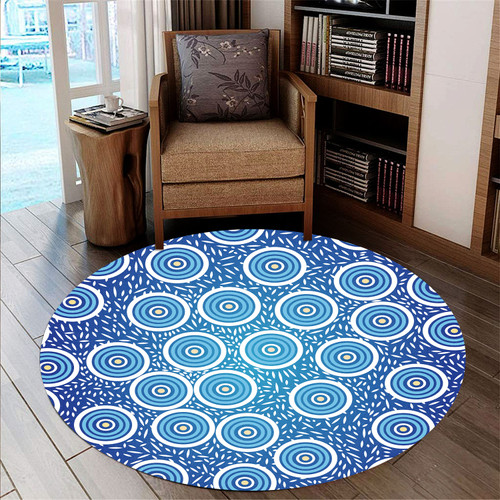 Australia Aboriginal Inspired Round Rug -  Aboriginal Style Circle Background Round Rug