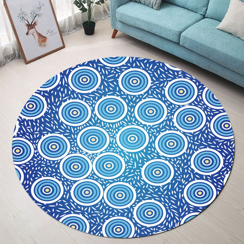 Australia Aboriginal Inspired Round Rug -  Aboriginal Style Circle Background Round Rug