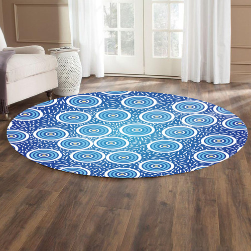Australia Aboriginal Inspired Round Rug -  Aboriginal Style Circle Background Round Rug
