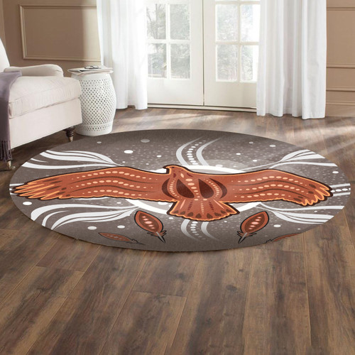 Australia Aboriginal Inspired Round Rug - Aboriginal Dot Art Vector Painting With Eagle Round Rug Australia Aboriginal Inspired Round Rug - Aboriginal Dot Art Vector Painting With Eagle Round Rug
