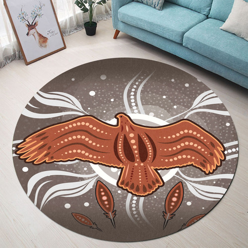Australia Aboriginal Inspired Round Rug - Aboriginal Dot Art Vector Painting With Eagle Round Rug Australia Aboriginal Inspired Round Rug - Aboriginal Dot Art Vector Painting With Eagle Round Rug