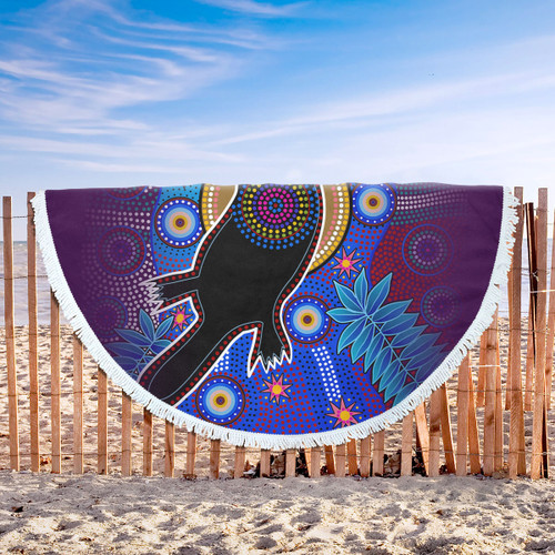 Australia Aboriginal Inspired Beach Blanket - Aboriginal Inspired Platypus Animal Style Art Beach Blanket Australia Aboriginal Inspired Beach Blanket - Aboriginal Inspired Platypus Animal Style Art Beach Blanket