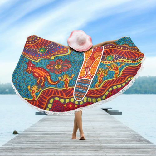 Australia Aboriginal Inspired Beach Blanket - Aboriginal Inspired Style Art Beach Blanket Australia Aboriginal Inspired Beach Blanket - Aboriginal Inspired Style Art Beach Blanket