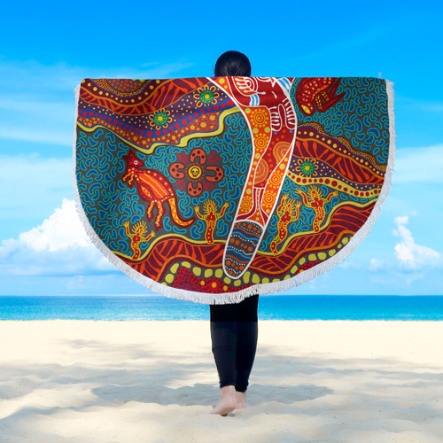 Australia Aboriginal Inspired Beach Blanket - Aboriginal Inspired Style Art Beach Blanket Australia Aboriginal Inspired Beach Blanket - Aboriginal Inspired Style Art Beach Blanket