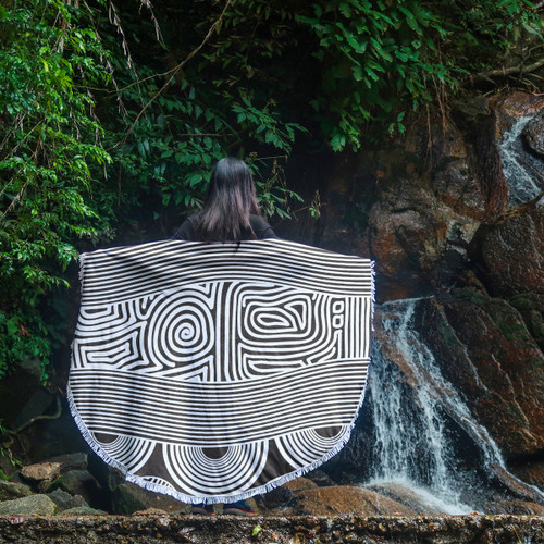 Australia Aboriginal Inspired Beach Blanket - Black And White Vector Aboriginal Art Beach Blanket Australia Aboriginal Inspired Beach Blanket - Black And White Vector Aboriginal Art Beach Blanket