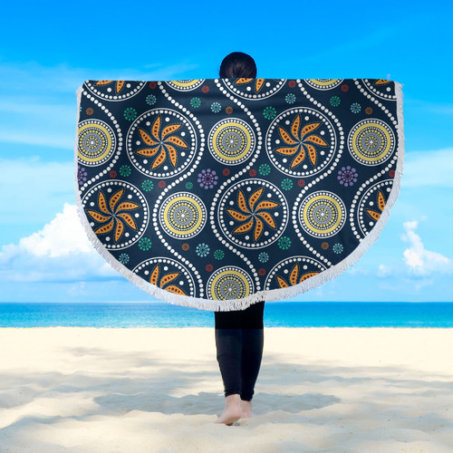 Australia Aboriginal Inspired Beach Blanket - Blue Aboriginal Dot Art Painting Beach Blanket Australia Aboriginal Inspired Beach Blanket - Blue Aboriginal Dot Art Painting Beach Blanket