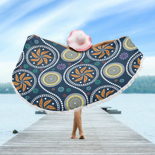 Australia Aboriginal Inspired Beach Blanket - Blue Aboriginal Dot Art Painting Beach Blanket Australia Aboriginal Inspired Beach Blanket - Blue Aboriginal Dot Art Painting Beach Blanket