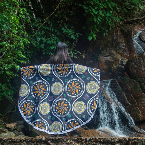 Australia Aboriginal Inspired Beach Blanket - Blue Aboriginal Dot Art Painting Beach Blanket Australia Aboriginal Inspired Beach Blanket - Blue Aboriginal Dot Art Painting Beach Blanket