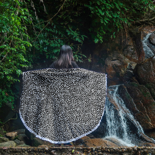 Australia Aboriginal Inspired Beach Blanket - Aboriginal Dots On Black Style Art Beach Blanket Australia Aboriginal Inspired Beach Blanket - Aboriginal Dots On Black Style Art Beach Blanket