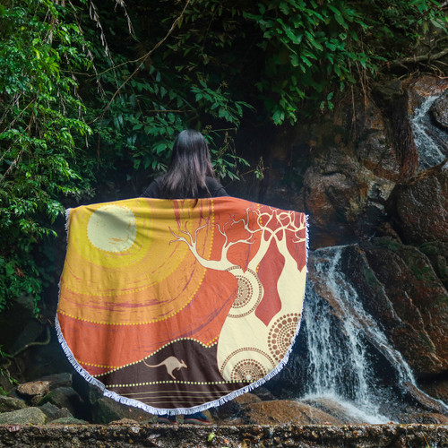 Australia Aboriginal Inspired Beach Blanket - Aboriginal Boab Tree Vector Painting Aboriginal Art Beach Blanket Australia Aboriginal Inspired Beach Blanket - Aboriginal Boab Tree Vector Painting Aboriginal Art Beach Blanket