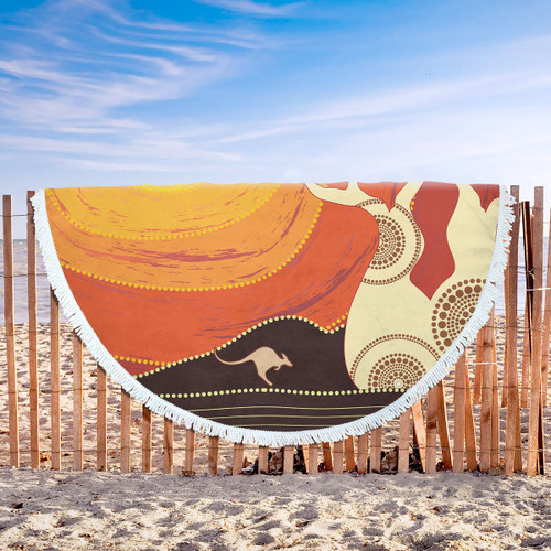 Australia Aboriginal Inspired Beach Blanket - Aboriginal Boab Tree Vector Painting Aboriginal Art Beach Blanket Australia Aboriginal Inspired Beach Blanket - Aboriginal Boab Tree Vector Painting Aboriginal Art Beach Blanket