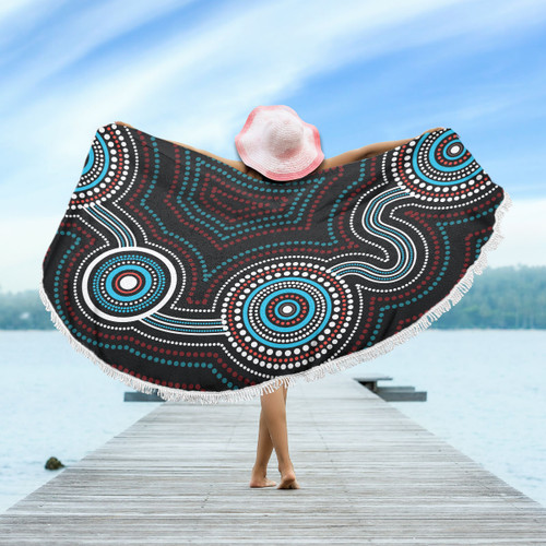 Australia Aboriginal Inspired Beach Blanket - Indigenous Dot Art Background Beach Blanket Australia Aboriginal Inspired Beach Blanket - Indigenous Dot Art Background Beach Blanket