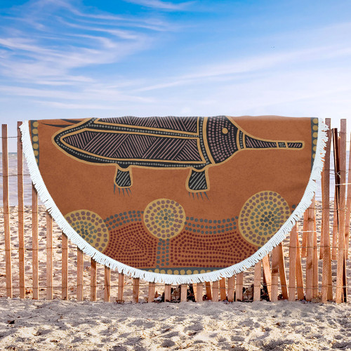 Australia Aboriginal Inspired Beach Blanket - Echidna Aboriginal Styled Dot Painting Artwork Beach Blanket Australia Aboriginal Inspired Beach Blanket - Echidna Aboriginal Styled Dot Painting Artwork Beach Blanket