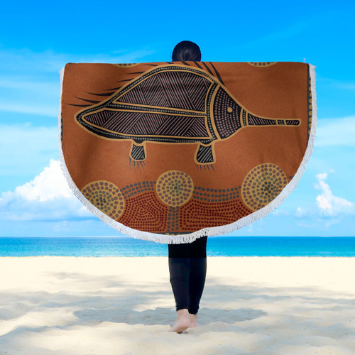 Australia Aboriginal Inspired Beach Blanket - Echidna Aboriginal Styled Dot Painting Artwork Beach Blanket Australia Aboriginal Inspired Beach Blanket - Echidna Aboriginal Styled Dot Painting Artwork Beach Blanket