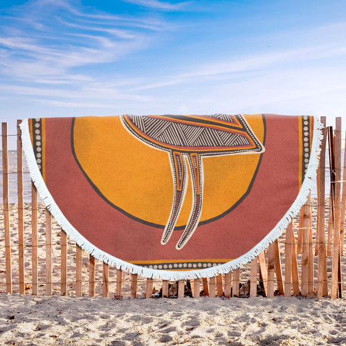 Australia Aboriginal Inspired Beach Blanket - Emu Bird Aboriginal Styled Dot Painting Artwork Beach Blanket Australia Aboriginal Inspired Beach Blanket - Emu Bird Aboriginal Styled Dot Painting Artwork Beach Blanket