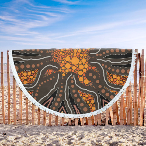 Australia Aboriginal Inspired Beach Blanket - Aboriginal Style Of Background Beach Blanket Australia Aboriginal Inspired Beach Blanket - Aboriginal Style Of Background Beach Blanket