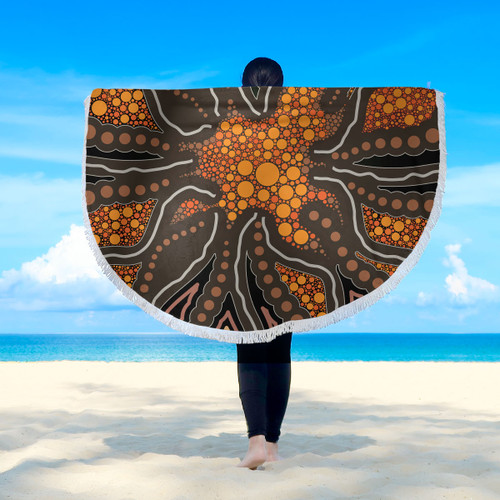 Australia Aboriginal Inspired Beach Blanket - Aboriginal Style Of Background Beach Blanket Australia Aboriginal Inspired Beach Blanket - Aboriginal Style Of Background Beach Blanket