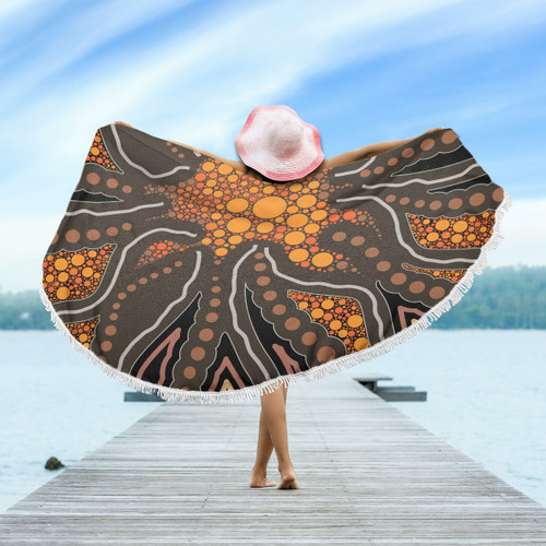Australia Aboriginal Inspired Beach Blanket - Aboriginal Style Of Background Beach Blanket Australia Aboriginal Inspired Beach Blanket - Aboriginal Style Of Background Beach Blanket
