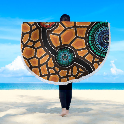 Australia Aboriginal Inspired Beach Blanket - Aboriginal Style Of Dot Painting Beach Blanket Australia Aboriginal Inspired Beach Blanket - Aboriginal Style Of Dot Painting Beach Blanket
