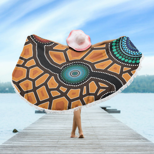 Australia Aboriginal Inspired Beach Blanket - Aboriginal Style Of Dot Painting Beach Blanket Australia Aboriginal Inspired Beach Blanket - Aboriginal Style Of Dot Painting Beach Blanket