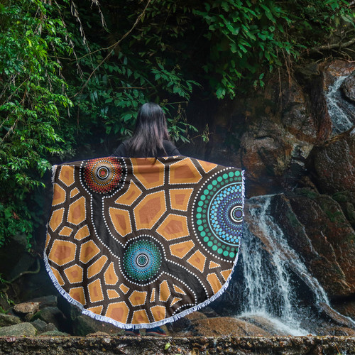 Australia Aboriginal Inspired Beach Blanket - Aboriginal Style Of Dot Painting Beach Blanket Australia Aboriginal Inspired Beach Blanket - Aboriginal Style Of Dot Painting Beach Blanket
