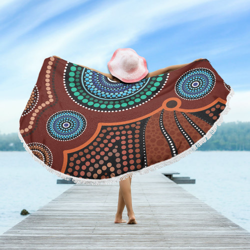 Australia Aboriginal Inspired Beach Blanket - Aboriginal Art Vector Background Beach Blanket Australia Aboriginal Inspired Beach Blanket - Aboriginal Art Vector Background Beach Blanket