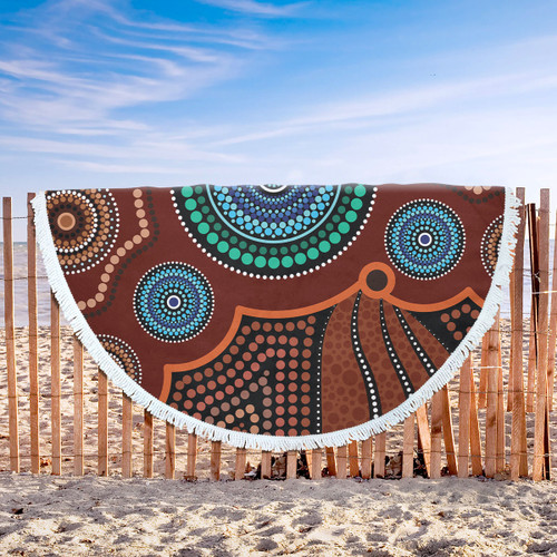 Australia Aboriginal Inspired Beach Blanket - Aboriginal Art Vector Background Beach Blanket Australia Aboriginal Inspired Beach Blanket - Aboriginal Art Vector Background Beach Blanket