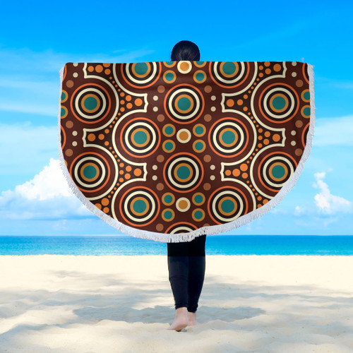 Australia Aboriginal Inspired Beach Blanket - Aboriginal Dot Artwork Seamless Pattern Orange Color Beach Blanket Australia Aboriginal Inspired Beach Blanket - Aboriginal Dot Artwork Seamless Pattern Orange Color Beach Blanket