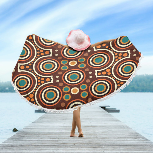 Australia Aboriginal Inspired Beach Blanket - Aboriginal Dot Artwork Seamless Pattern Orange Color Beach Blanket Australia Aboriginal Inspired Beach Blanket - Aboriginal Dot Artwork Seamless Pattern Orange Color Beach Blanket