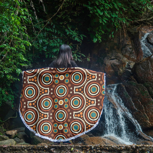 Australia Aboriginal Inspired Beach Blanket - Aboriginal Dot Artwork Seamless Pattern Orange Color Beach Blanket Australia Aboriginal Inspired Beach Blanket - Aboriginal Dot Artwork Seamless Pattern Orange Color Beach Blanket