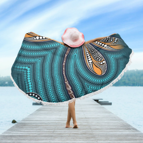 Australia Aboriginal Inspired Beach Blanket - Dragonfly Aboriginal Art Vector Painting Beach Blanket Australia Aboriginal Inspired Beach Blanket - Dragonfly Aboriginal Art Vector Painting Beach Blanket