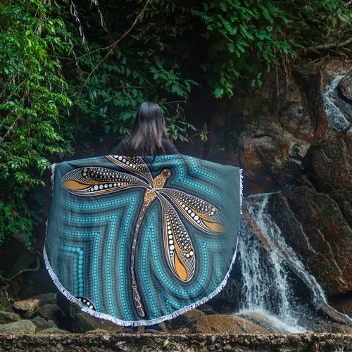 Australia Aboriginal Inspired Beach Blanket - Dragonfly Aboriginal Art Vector Painting Beach Blanket Australia Aboriginal Inspired Beach Blanket - Dragonfly Aboriginal Art Vector Painting Beach Blanket