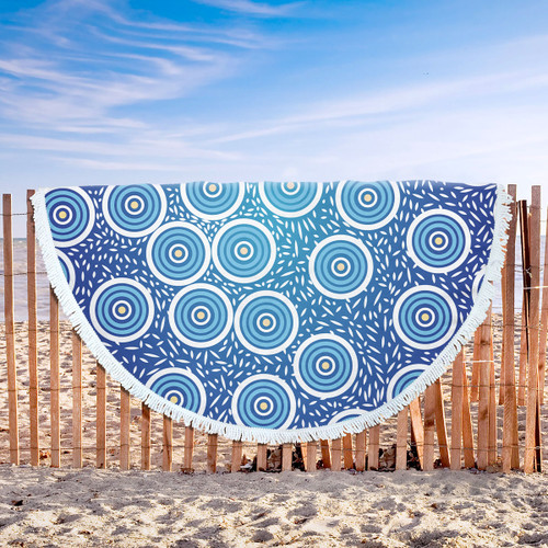 Australia Aboriginal Inspired Beach Blanket -  Aboriginal Style Circle Background Beach Blanket Australia Aboriginal Inspired Beach Blanket -  Aboriginal Style Circle Background Beach Blanket