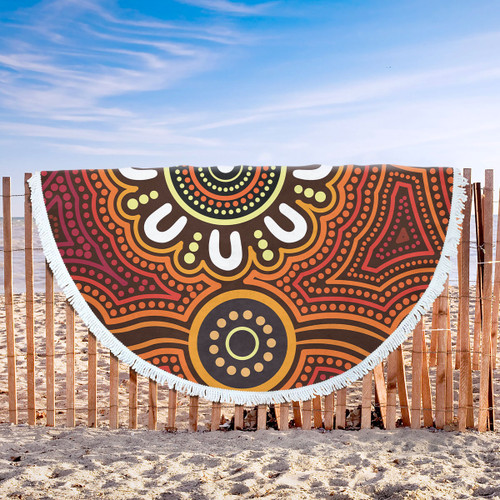 Australia Aboriginal Inspired Beach Blanket - Aboriginal Style Of Dot Background Connection Beach Blanket Australia Aboriginal Inspired Beach Blanket - Aboriginal Style Of Dot Background Connection Beach Blanket