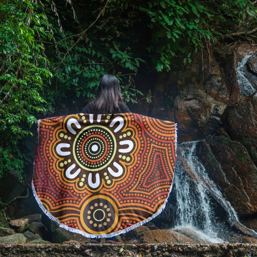 Australia Aboriginal Inspired Beach Blanket - Aboriginal Style Of Dot Background Connection Beach Blanket Australia Aboriginal Inspired Beach Blanket - Aboriginal Style Of Dot Background Connection Beach Blanket