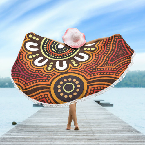 Australia Aboriginal Inspired Beach Blanket - Aboriginal Style Of Dot Background Connection Beach Blanket Australia Aboriginal Inspired Beach Blanket - Aboriginal Style Of Dot Background Connection Beach Blanket